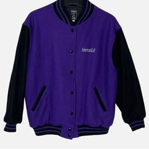 Vintage American Girl Gear Purple/Black Varsity Bomber Jacket Girls' Size xl